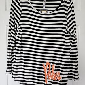 Black and White Graphic 3/4 Sleeve Blouse